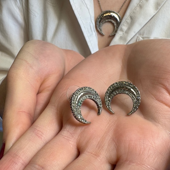 Silver Moon Earrings - Picture 2 of 3